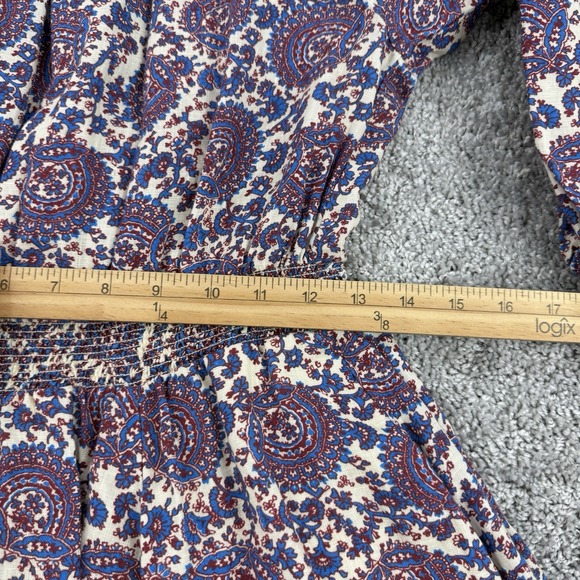 J Crew Dress Womens S Floral 100% Linen Smocked Mini Prairie Cottagecore Peasant - Picture 4 of 14